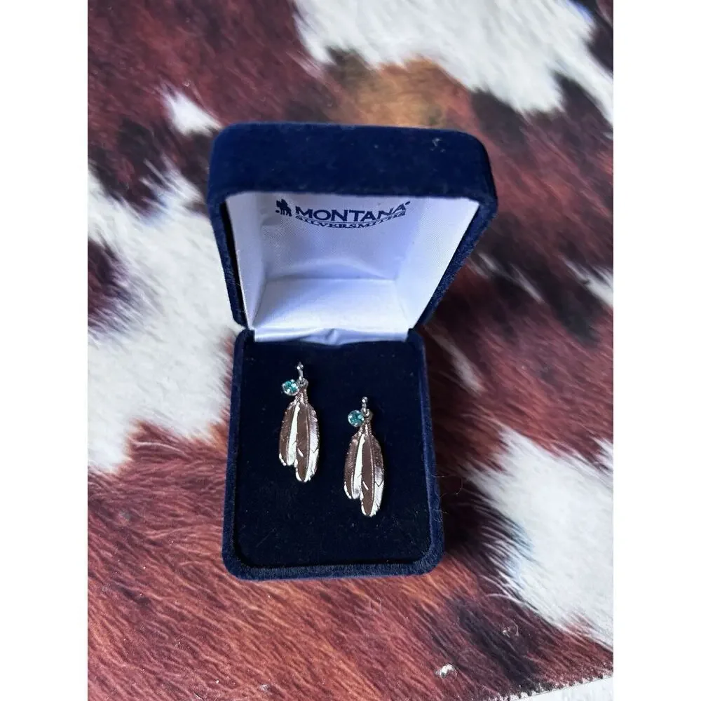 Montana Silversmiths Prairie Dancers Feather Dangle Earrings Golden Color